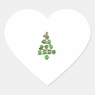 Dog Paws Print Kerstboom voor Hondenliefhebbers Hart Sticker