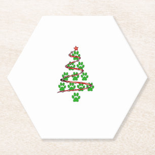 Dog Paws Print Kerstboom voor Hondenliefhebbers Kartonnen Onderzetters
