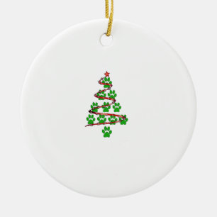 Dog Paws Print Kerstboom voor Hondenliefhebbers Keramisch Ornament
