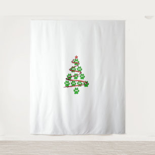 Dog Paws Print Kerstboom voor Hondenliefhebbers Wandkleed