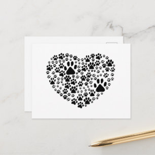 Dog Paws, puppy Paws, Animal Paws, Heart, Pet Briefkaart