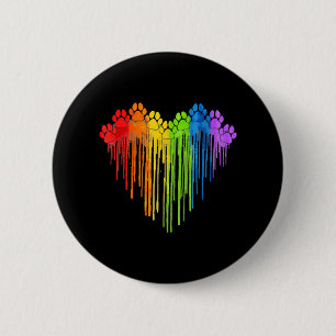 Dog Paws Rainbow Heart Hondenliefhebber Gay Pride Ronde Button 5,7 Cm