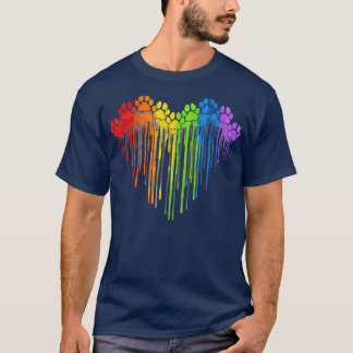Dog Paws Rainbow Heart Hondenliefhebber Gay Pride T-shirt