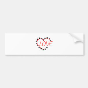 Dog Paws Red Heart Love Bumpersticker