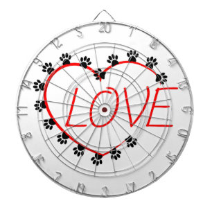Dog Paws Red Heart Love Dartbord