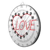 Dog Paws Red Heart Love Dartbord (Voorkant Rechts)
