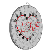 Dog Paws Red Heart Love Dartbord (Voorkant Links)