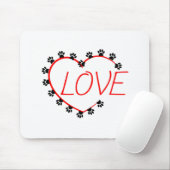 Dog Paws Red Heart Love Muismat (Met muis)