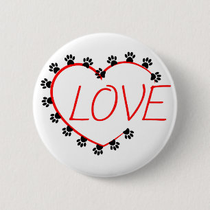 Dog Paws Red Heart Love Ronde Button 5,7 Cm