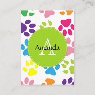 Dog Paws, Trails, Paw-prints - Rood Blauw Groen Visitekaartje