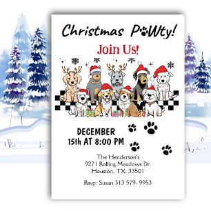 Dog Pawty Animals Kerstfeest Uitnodiging
