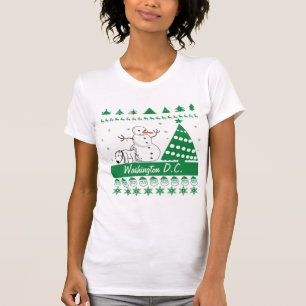 Dog Peeings op Snowman Ugly met Kerstmis Sweater C T-shirt