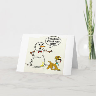 Dog Pees op Snowman Feestdagen Kaart