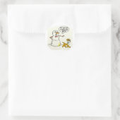 Dog Pees op Snowman Ronde Sticker (Tas)