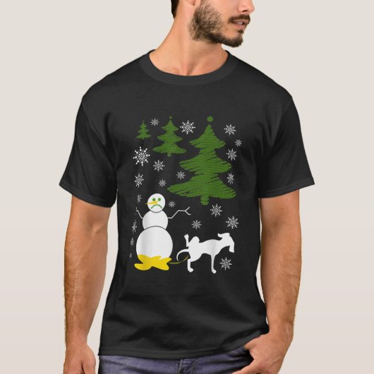 Dog Pees op Snowman Ugly XMas Sweater T-shirt (Voorkant)
