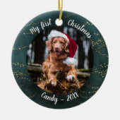 Dog Pet First Kerstfoto Rusti Fairy Trees Keramisch Ornament (Voorkant)