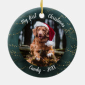 Dog Pet First Kerstfoto Rusti Fairy Trees Keramisch Ornament (Achterkant)