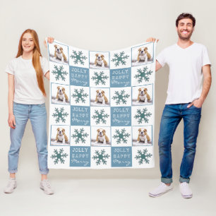 Dog Pet Foto Typografie Snowflake Kerstmis Fleece Deken
