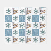 Dog Pet Foto Typografie Snowflake Kerstmis Fleece Deken (Voorkant (Horizontaal))
