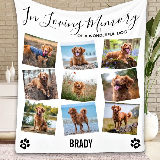 Dog Pet Memorial in Loating Memory Photo Collage Fleece Deken