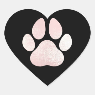 Dog Pet Paw Roos Black Glitter Heart Spark Hart Sticker