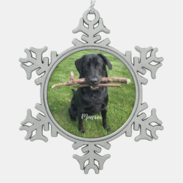 Dog Pet Persoonlijke naam en foto Tin Sneeuwvlok Ornament