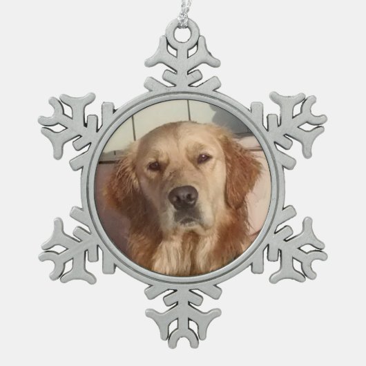 Dog Pewter Snowflake Ornament (Voorkant)