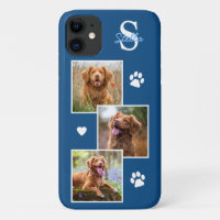 Dog Photo Collage Monogram Blue Pet