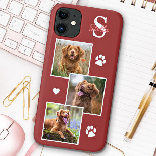 Dog Photo Collage Monogram Terra Cotta Pet iPhone 11 Hoesje