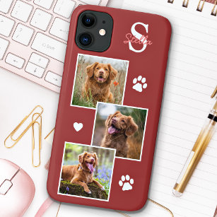 Dog Photo Collage Monogram Terra Cotta Pet iPhone 8 Plus / 7 Plus Hoesje
