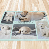 Dog Photo Collage Schattige Eenvoudig Blauwgroen B Fleece Deken