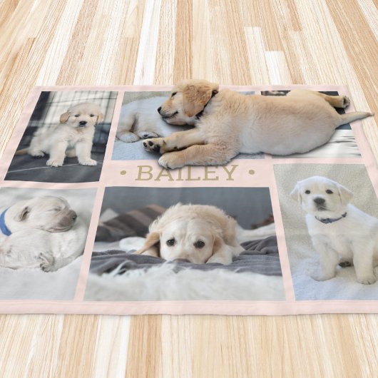 Dog Photo Collage Schattige Eenvoudige Blush Roze Fleece Deken