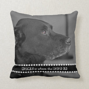 Dog Photo Funny Home is waar de hond het citaat he Kussen