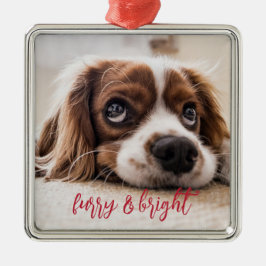 Dog Photo Furry and Bright Kerstmis Metalen Ornament