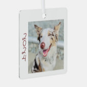 Dog Photo Metal Square Ornament (Voorkant Rechts)