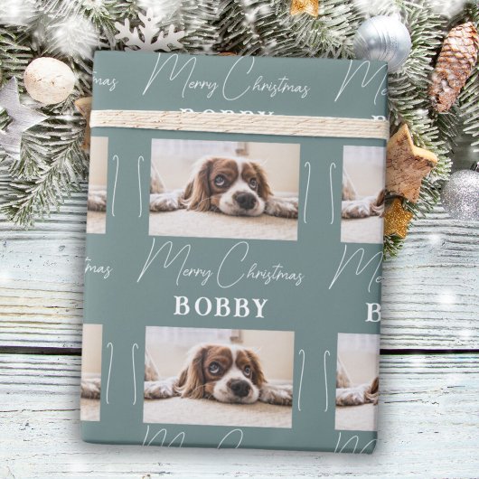 Dog Photo minimalist Merry Kerstmis Cadeaupapier