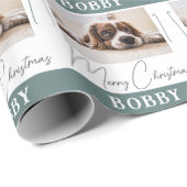 Dog Photo minimalist Merry Kerstmis Modern Cadeaupapier (Rol Hoek)