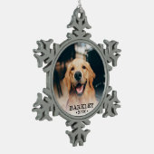 Dog Photo Snowflake Pewter-kerstversiering Tin Sneeuwvlok Ornament (Links)