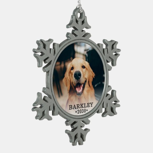 Dog Photo Snowflake Pewter-kerstversiering Tin Sneeuwvlok Ornament (Links)