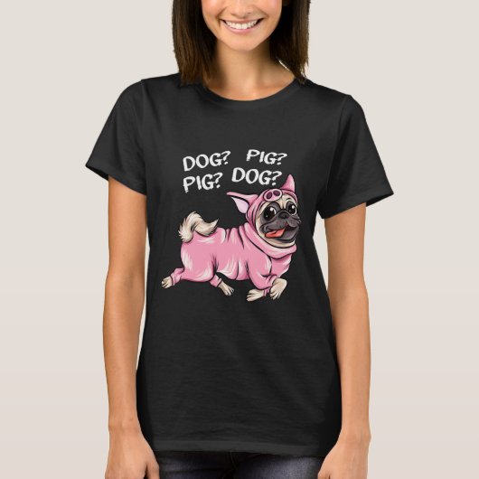 Dog Pig Pug Beide Funny Connection van T-shirt (Voorkant)