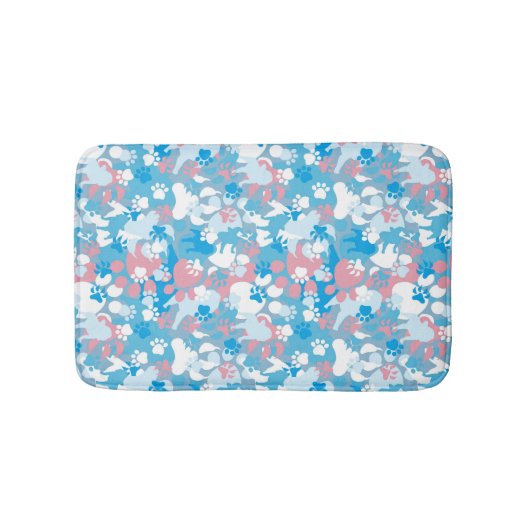 Dog Pink en Blue Camouflage Pattern Badmat (Voorkant)