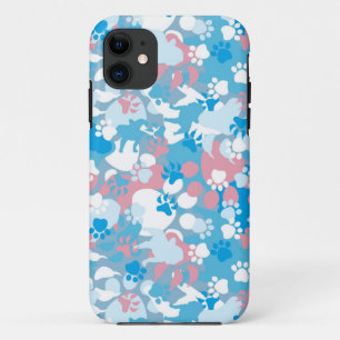 Dog Pink en Blue Camouflage Pattern iPhone 11 Hoesje