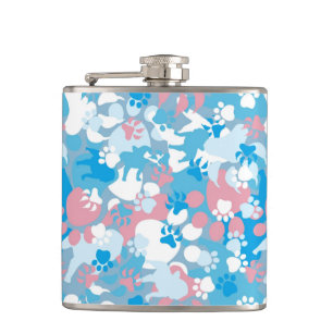 Dog Pink en Blue Camouflage Pattern Heupfles