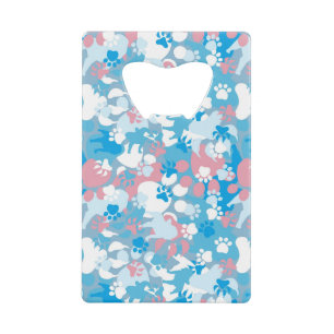 Dog Pink en Blue Camouflage Pattern Kredietkaart Flessenopener