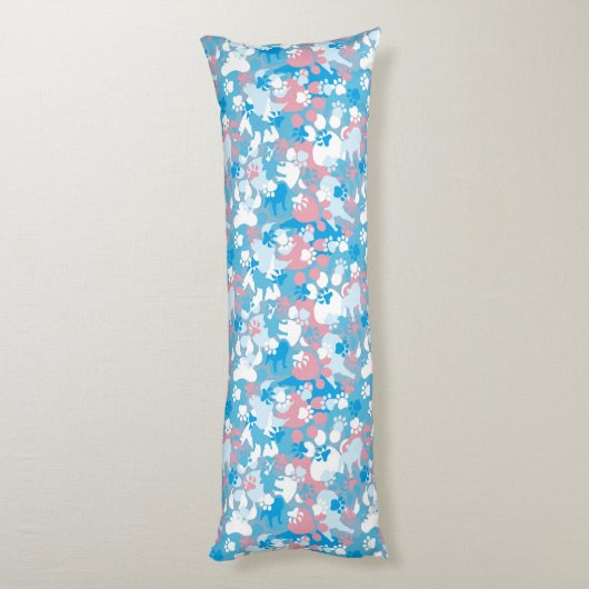 Dog Pink en Blue Camouflage Pattern Lichaamskussen (Achterkant (Verticaal))