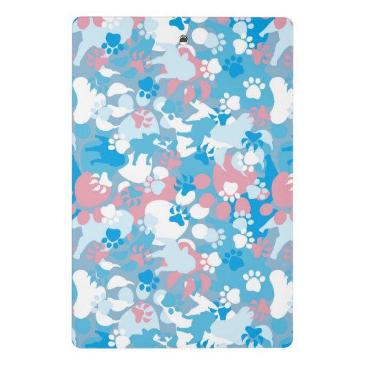 Dog Pink en Blue Camouflage Pattern Mini Klembord (Achterkant)