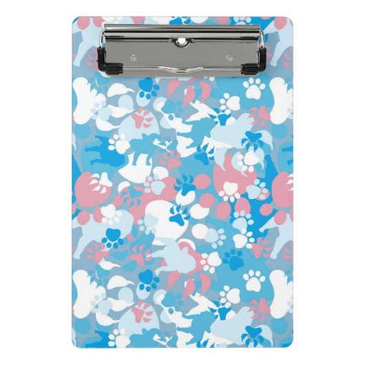 Dog Pink en Blue Camouflage Pattern Mini Klembord (Voorkant)