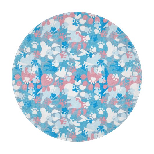 Dog Pink en Blue Camouflage Pattern Snijplank (Voorkant)