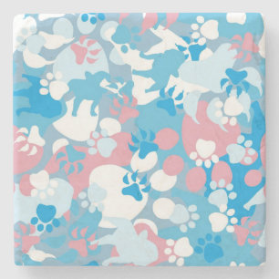 Dog Pink en Blue Camouflage Pattern Stenen Onderzetter