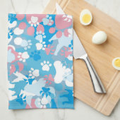 Dog Pink en Blue Camouflage Pattern Theedoek (Quarter Fold)